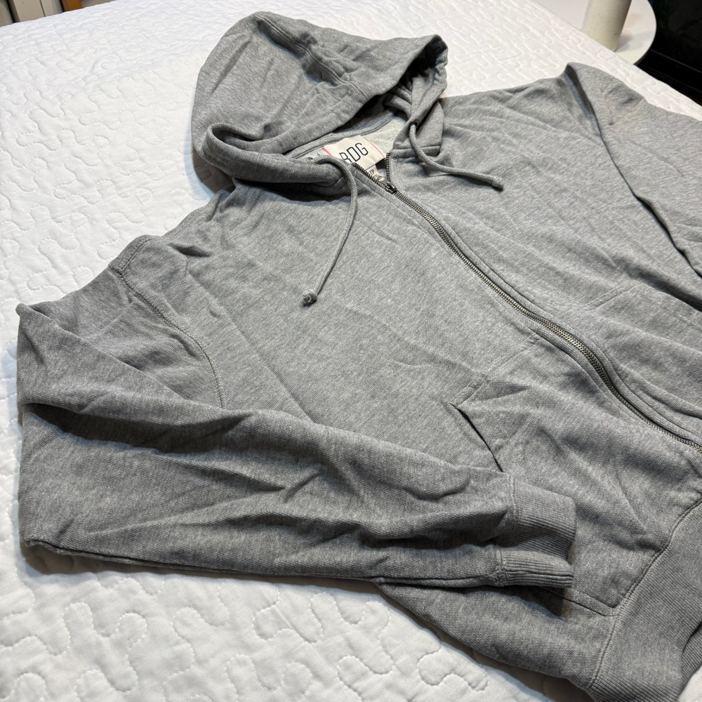 Men XS Hoodie Gray Full Zip Cotton Blend MINIMALIST BASICS URBAN SKATER NORMCORE